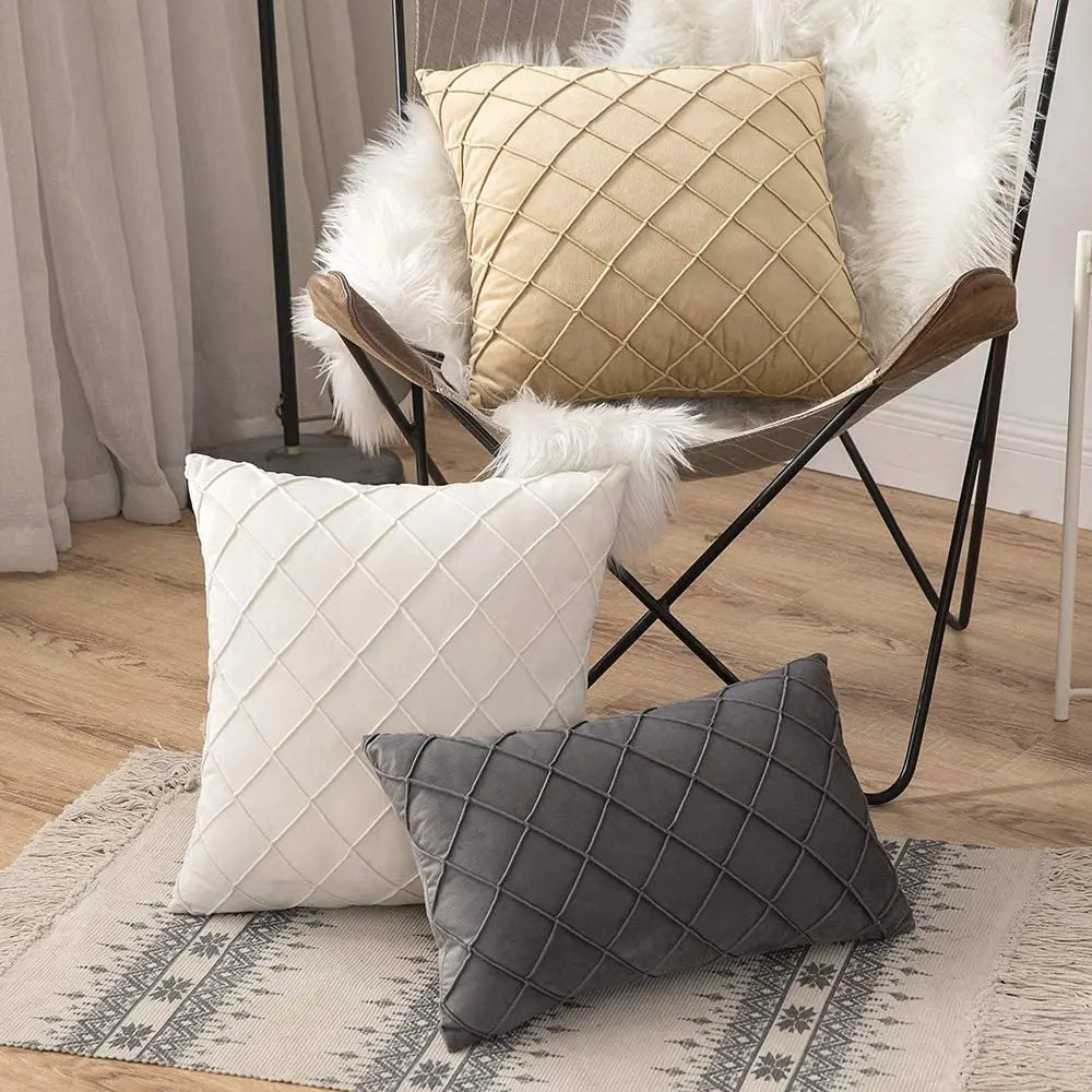 Funda de cojín de terciopelo suave, Funda geométrica Cojin de 45 × 45cm, Funda de almohada decorativa para muebles de Patio para sofá y balcón