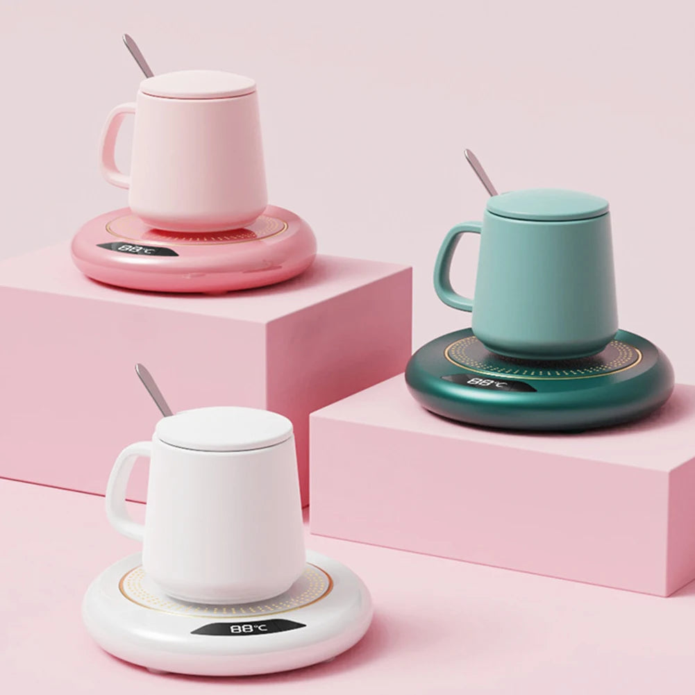 Calentador de Tazas de Café con Temperatura Ajustable, Posavasos Calefactor con 3 Ajustes de Temperatura, Calentador de Tazas de Escritorio con Apagado Automático, Calentador de Agua y Leche