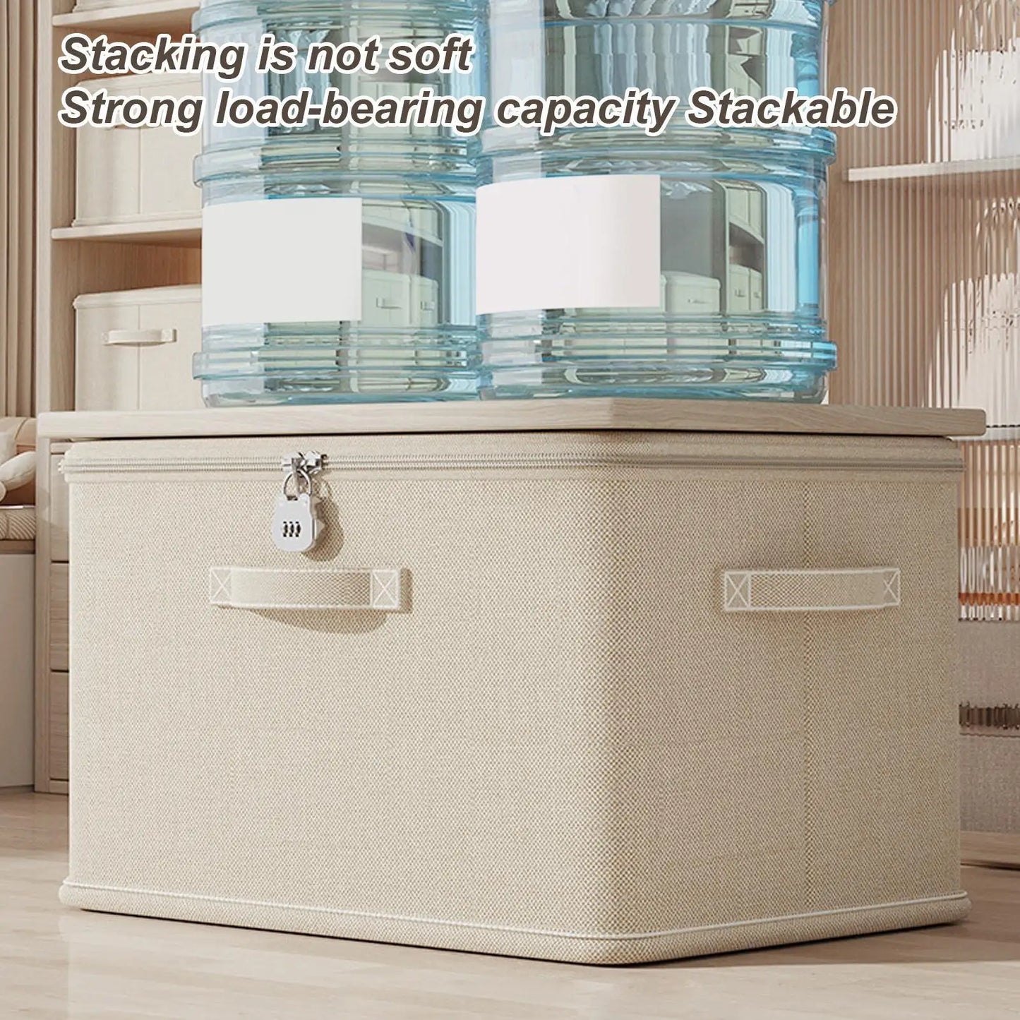 Caja de almacenamiento grande con cerradura, contenedor de almacenamiento apilable seguro con asa, contenedor organizador con bloqueo, cestas de estante lavables para