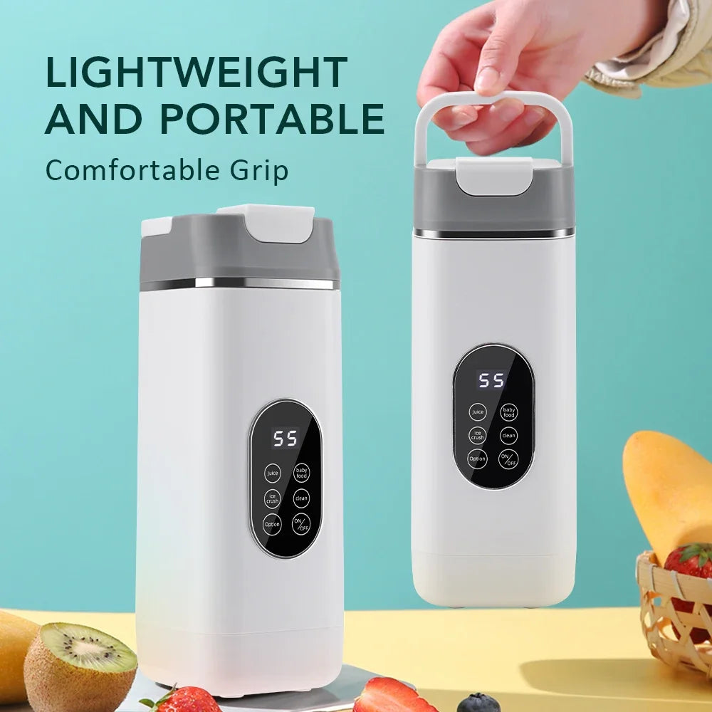 Licuadora Eléctrica Portátil de 400 ml, 2 Tazas, Mini Licuadora Multifuncional Inalámbrica para el Hogar, Recargable por USB, Vaso Mezclador Pequeño