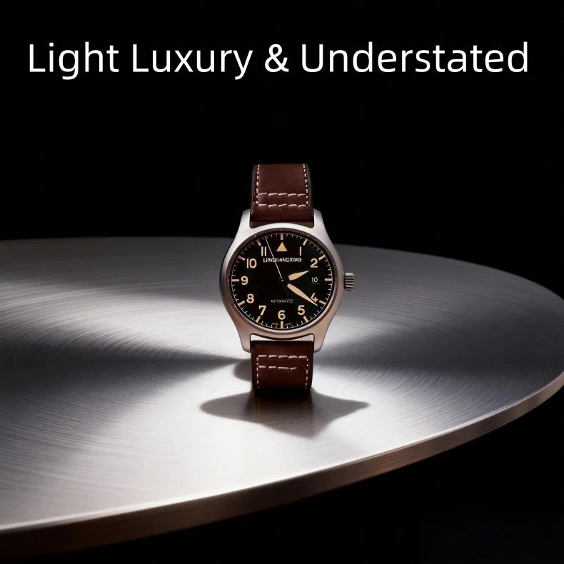 Nuevo Reloj de Moda para Hombre LINGHANGXING 2026, Movimiento de Relojería, Esfera Luminosa, Correa de Cuero Genuino, Estilo Casual de Negocios