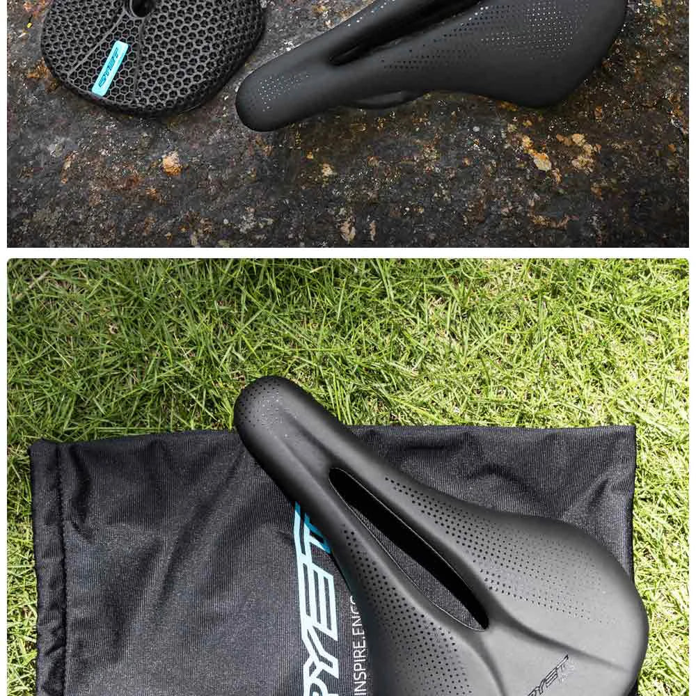 RYET-sillín de carbono para bicicleta con estampado 3D, 140mm, 142mm, superligero, para carreras de montaña, EVA, cojín para asiento de bicicleta, pieza de asiento para ciclismo