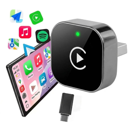 Adaptador Inalámbrico CarPlay 2 en 1, Plug-and-Play para iPhone 6 y Android 11 o superiores, Adaptador para Auto con Puerto USB/USB-C, Accesorio para Auto