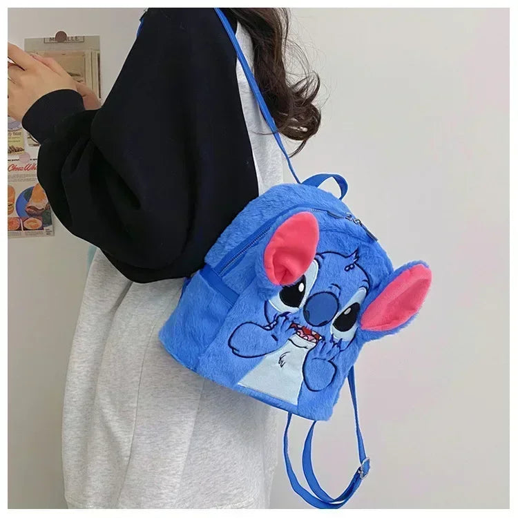 Mochila de Peluche Stitch 2026, Mochila Escolar Japonesa Azul con Diseño Divertido de Stitch, Mochila de Gran Capacidad para Estudiantes, Bolsa de Jardín de Infancia, Regalo para Niños