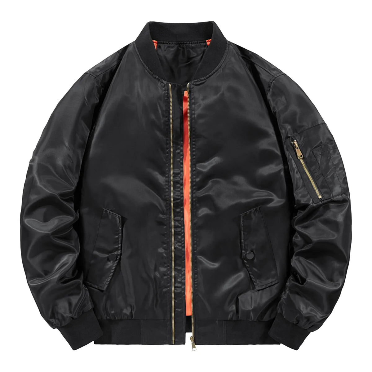 Chaqueta Bomber de ocio con cuello levantado para hombre, chaqueta de béisbol ligera con cremallera de manga larga Vintage para primavera y otoño