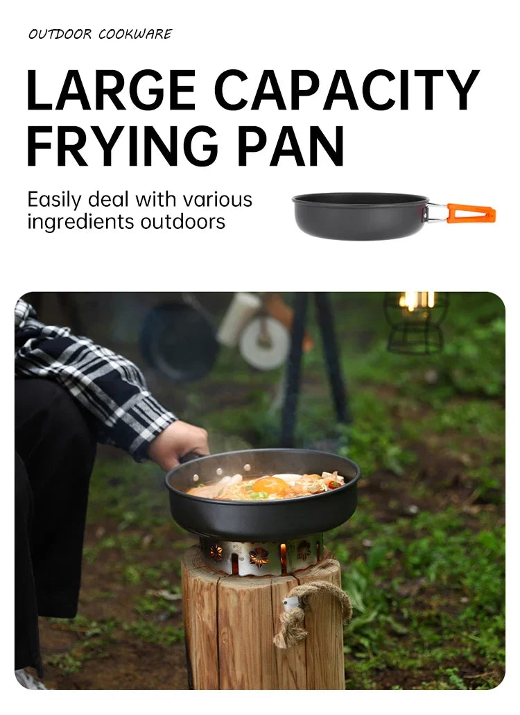 Juego de Cocina para Acampar, Juego de Utensilios de Cocina para Exteriores, Utensilios de Cocina Portátiles de Aluminio, Ollas, Tazones, Hervidores, Equipo para Picnic y Senderismo