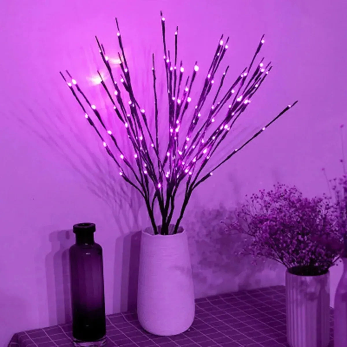 Luces LED de rama de árbol para decoración navideña, 1 piezas, 20LED, funciona con pilas, para el hogar, jarrón interior, Festival de vacaciones