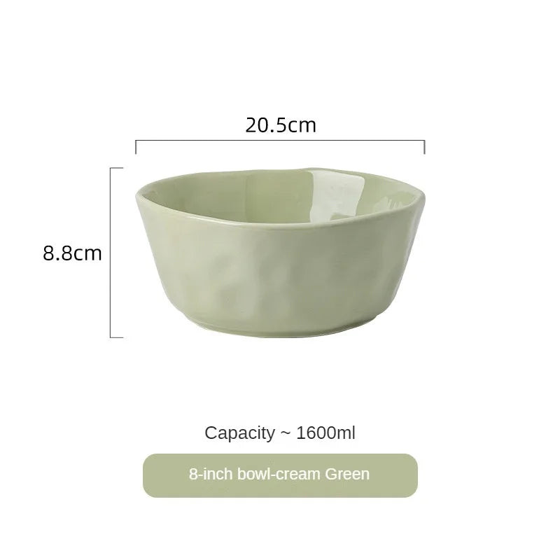Juego de cuencos y platos de cerámica de estilo nórdico para uso doméstico, alta belleza, Simple, crema, vajilla de cerámica, nuevo