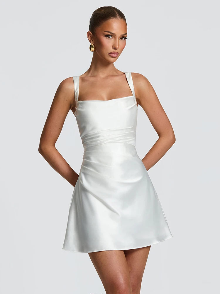 Vestido Maxi Plisado Sólido Sexy con Cuello Halter para Mujer, sin Mangas, sin Espalda, con Cintura Ajustada y Abertura, Vestidos de Fiesta de Verano 2026
