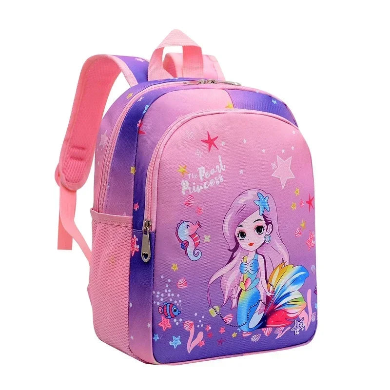 Nueva mochila para niños, bonita mochila escolar con estampado de sirena y unicornio de dibujos animados, mochila escolar ligera para guardería