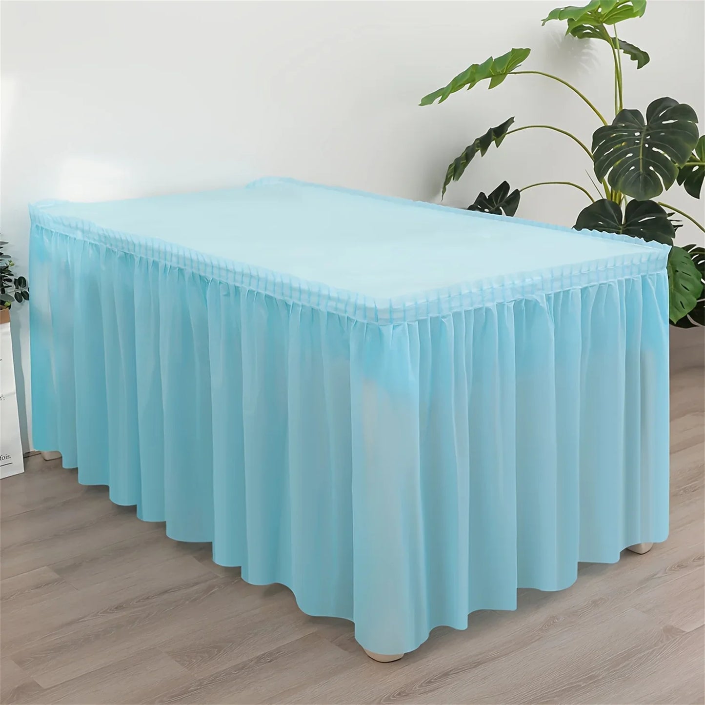 Juego de mantel desechable, cubierta de mesa de Color sólido, faldas de mesa, cubiertas de mesa de papel rectangulares con falda larga para fiesta