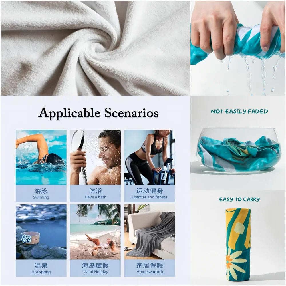 Toalla de playa de microfibra con patrón de camuflaje, toalla de playa de microfibra, absorbente, secado rápido, suave, Yoga, complejo turístico, montaña