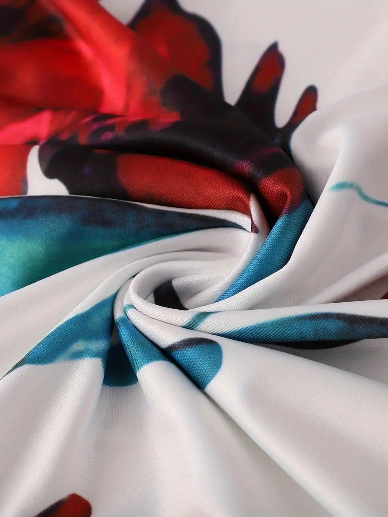 Vestido de manga corta a juego con estampado de flores de estilo europeo y americano para mujer, falda con vuelo grande, 2024