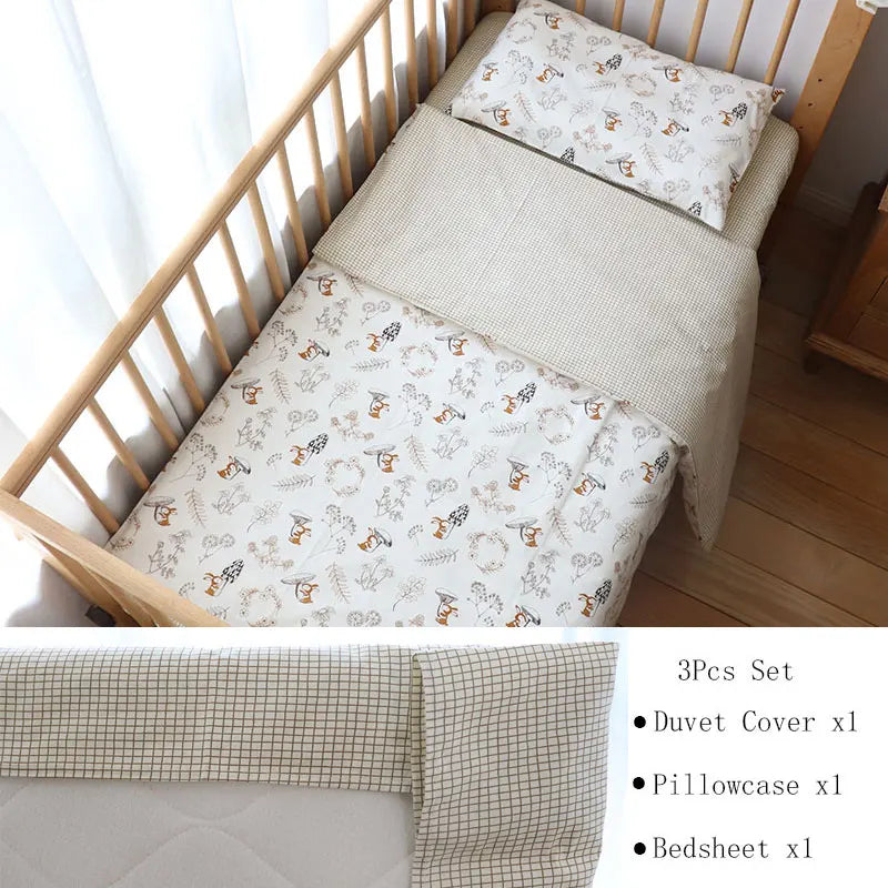 Juego de cama para cuna de bebé, ropa de cama de algodón, kit de cuna para niño y niña, incluye funda de almohada, funda nórdica, decoración para habitación de niños, 3 uds.