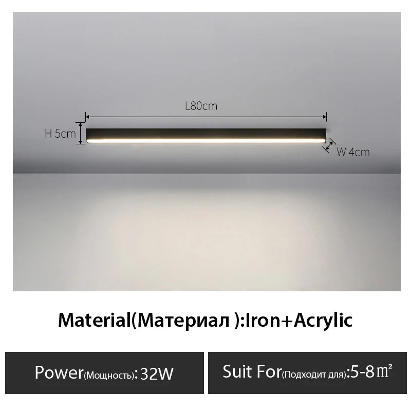 Luces de techo para balcón, lámpara LED de tira larga para pasillo, dormitorio, comedor, sala de estar, guardarropa, lámpara de techo, decoración de cocina de isla