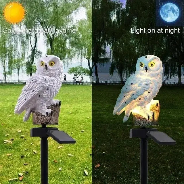Nuevo 1 Uds. Luces de búho decorativas para exteriores, lámpara de pie para césped con energía Solar, iluminación de paisaje impermeable, camino, linterna LED de animales
