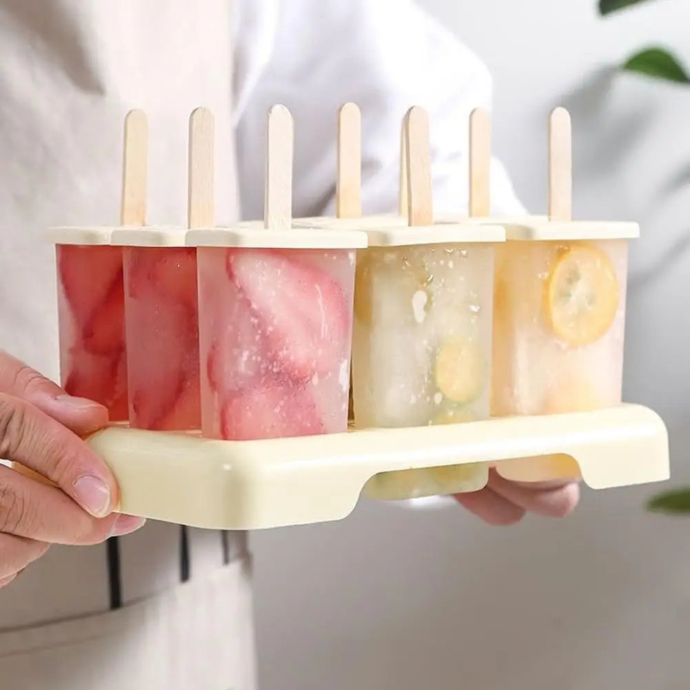Moldes para helados de 9 piezas, molde para hacer helados de fácil desmolde, caja para helados caseros con palitos de plástico, utensilios de cocina