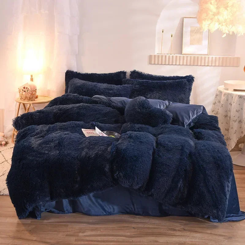 Juego de funda nórdica de felpa de lujo de 3/4 piezas: ropa de cama acogedora y suave, perfecta para el confort del dormitorio, ideal para habitaciones de invitados y dormitorio Aesth