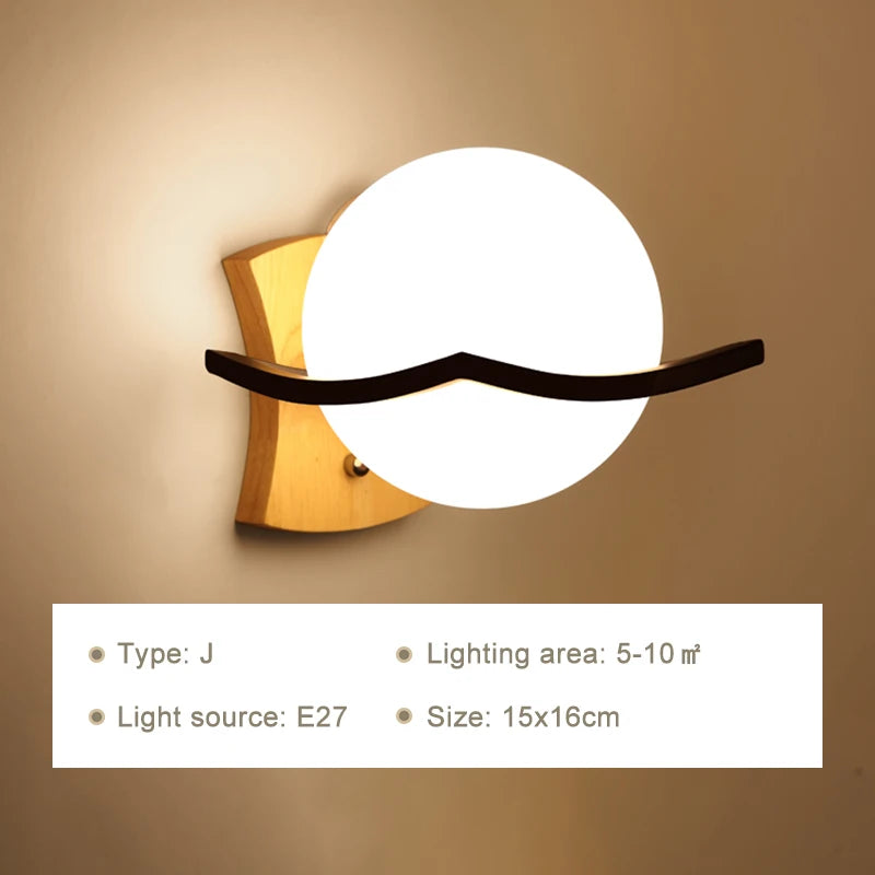 Lámparas de pared LED modernas, luces de madera para dormitorio, mesita de noche, escaleras, pasillo, aplique de iluminación montado Interior, accesorios de iluminación para decoración del hogar