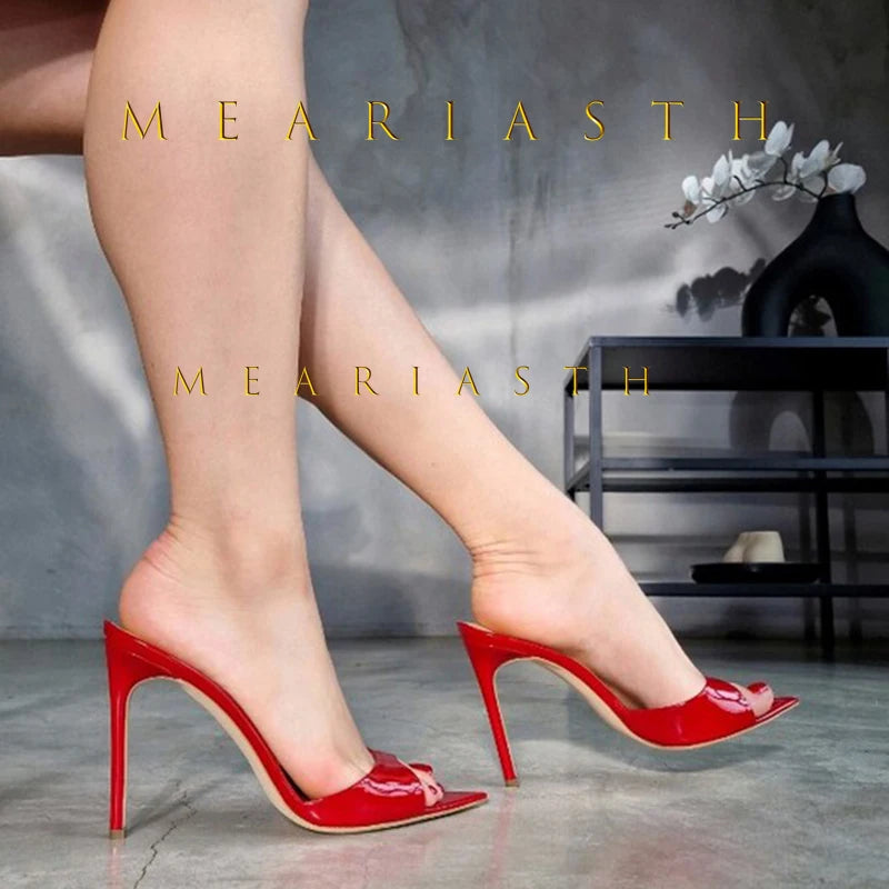 Zapatillas de tacón alto para mujer, sandalias transparentes con punta abierta, tacones de aguja, sandalias de mujer, zapatos de verano