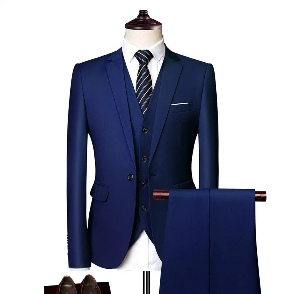 Trajes para hombre, conjunto de 3 piezas, moda elegante para boda, chaquetas completas clásicas, chaleco, pantalones, Blazers, traje Formal 2025