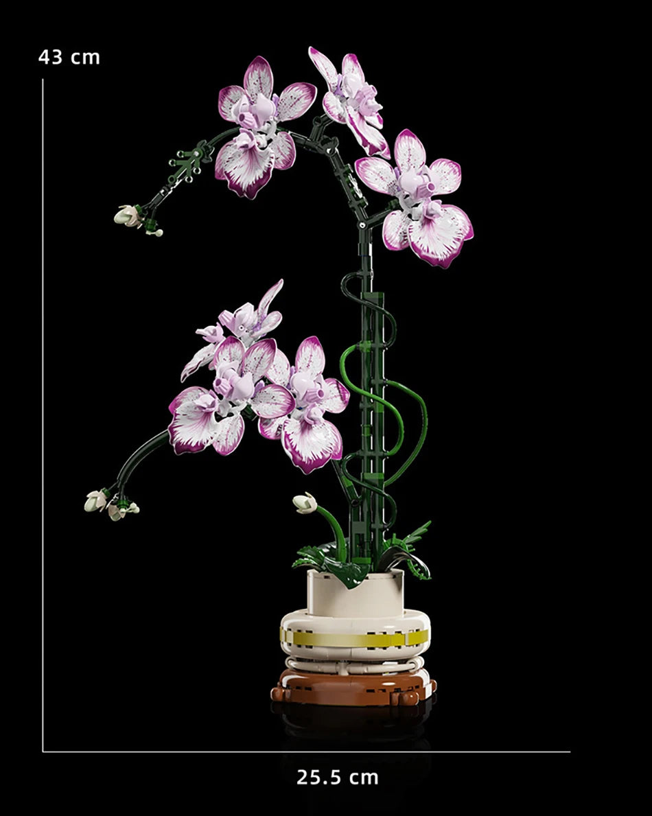 Orquídea creativa Cymbidium flores eternas planta en maceta bloques de construcción simulación Phalaenopsis DIY ladrillos juguetes regalo de San Valentín