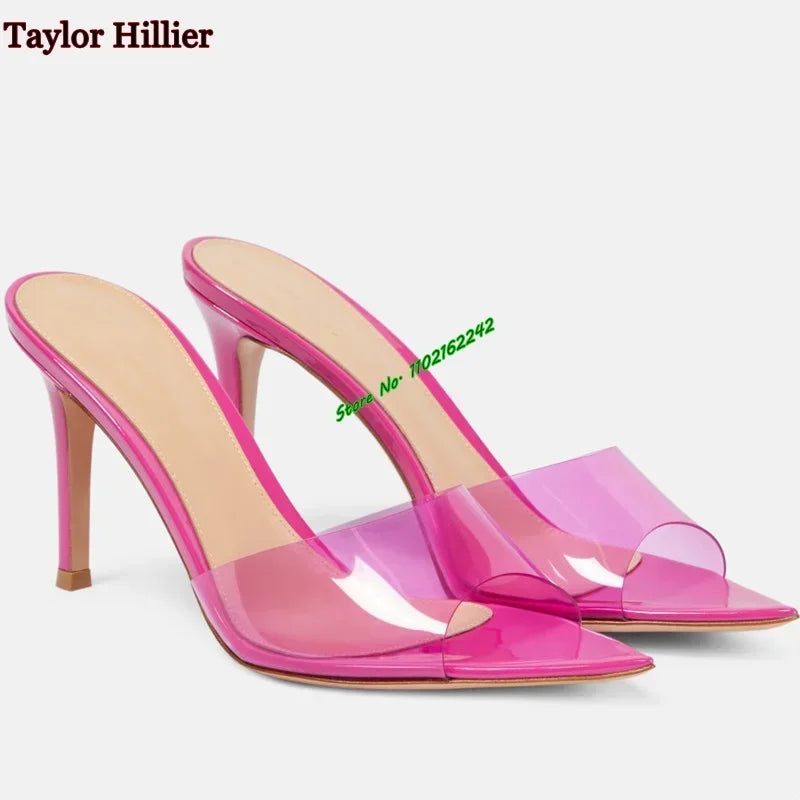 Zapatillas de punta puntiaguda para mujer, zapatos de tacón de aguja de 5cm/8cm/10cm, estilo francés, Sexy, a la moda, talla 46, novedad de verano, 2024