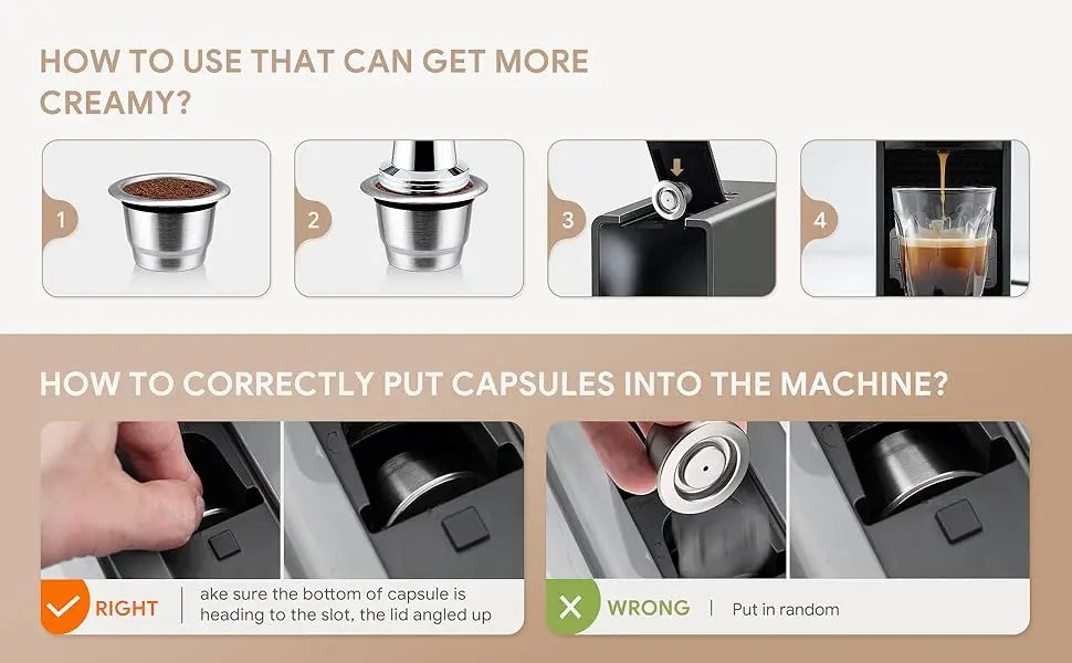 Cápsulas de café reutilizables de acero inoxidable compatibles con cápsulas de café recargables L'OR Barista LM8012 Metal L'or Espresso Pods