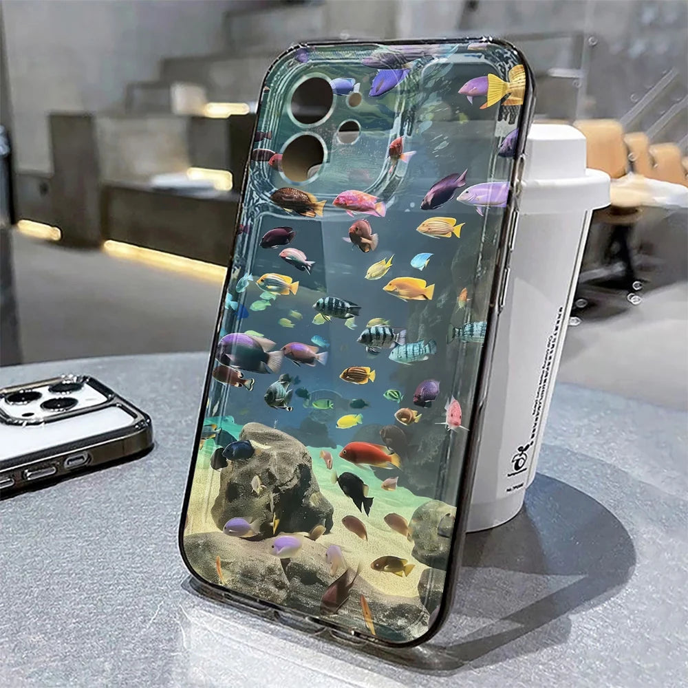 Funda de teléfono bonita con forma de Animal del océano para iPhone 11, Funda protectora transparente para iPhone 15, 13, 14, 12, 16 Pro Max 8, 7 Plus, XR, XS, X SE