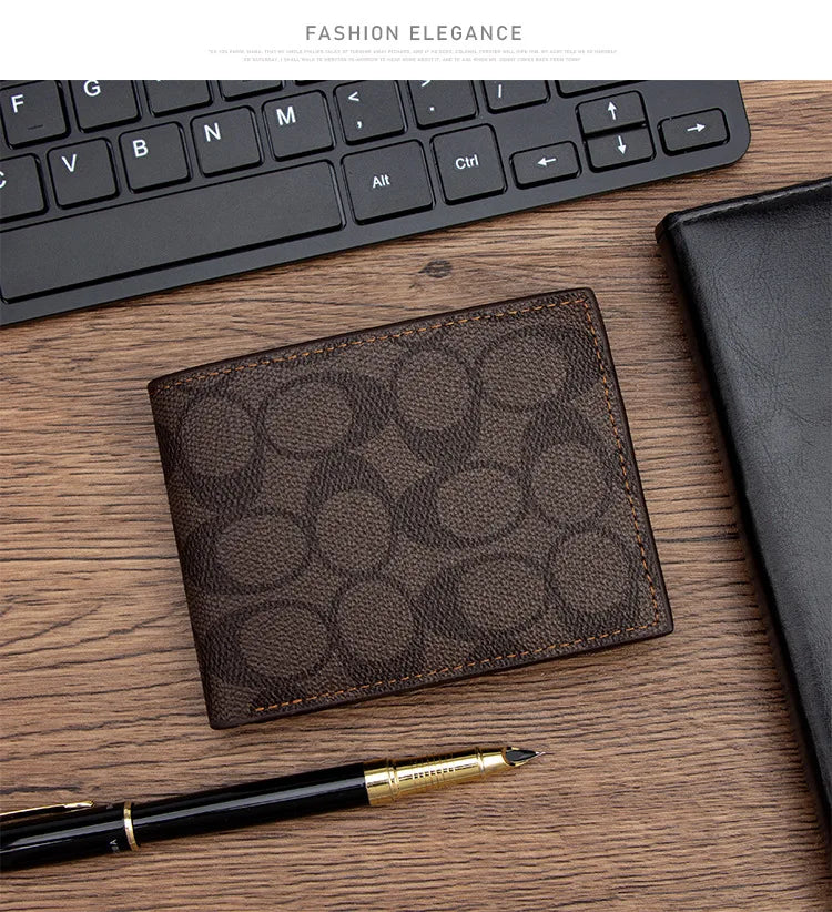 Cartera de Diseño 2026 con Grabado, Billetera Bifold Compacta para Hombre, Múltiples Ranuras para Tarjetas, Bolsillo para Monedas, Accesorio de Moda Diaria, Regalo para Hombre