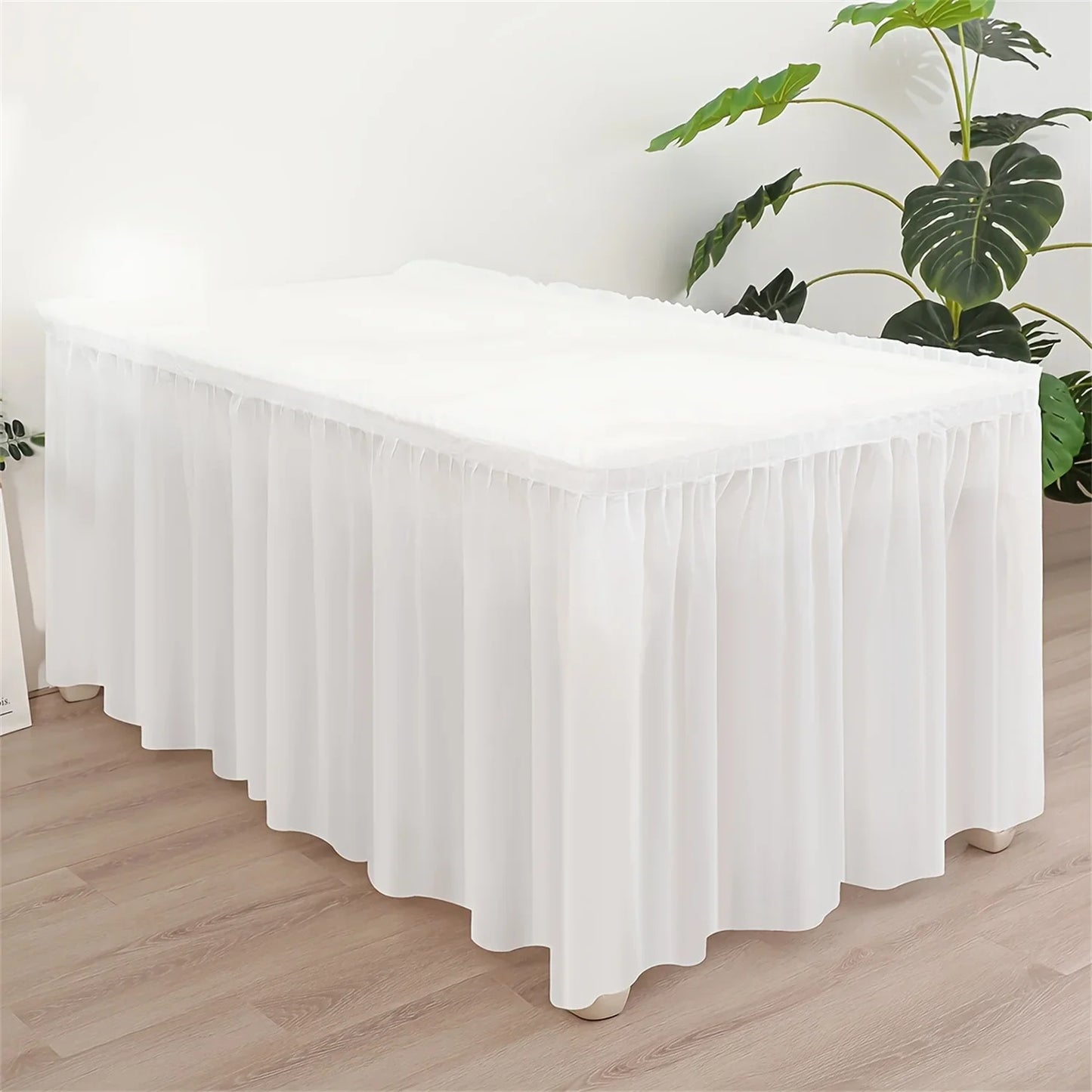 Juego de mantel desechable, cubierta de mesa de Color sólido, faldas de mesa, cubiertas de mesa de papel rectangulares con falda larga para fiesta