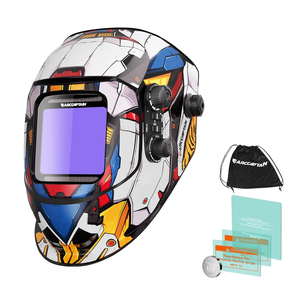 ARCCAPTAIN casco de soldadura con oscurecimiento automático 4 Sensor de arco DIN4 1/1/1/1 con gran visión máscara de soldadura de Color verdadero para MIG MAG TIG