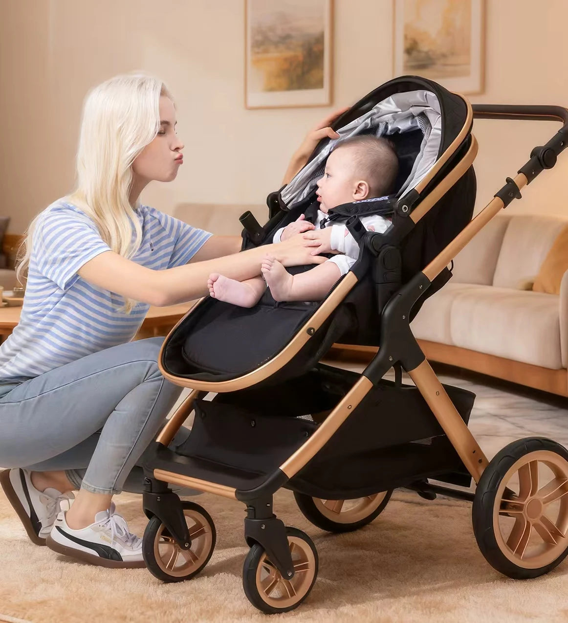 Sistema de viaje 3 en 1 para bebés, cochecito ligero para recién nacidos, plegable compacto, cochecito de invierno, cochecito para bebés, todoterreno
