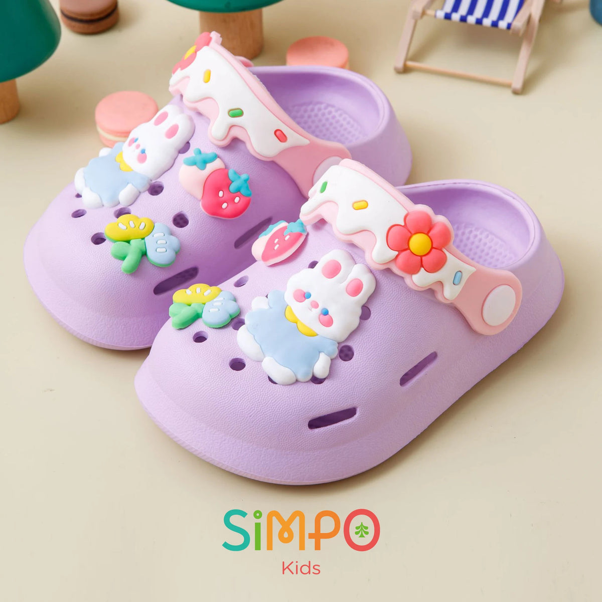 Zapatos de jardín para niñas, zuecos de suela blanda para bebé, sandalias de playa transpirables antideslizantes para interiores y exteriores, bonito conejito de dibujos animados a la moda