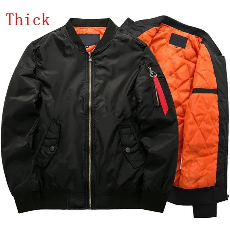 MA-1 chaqueta Bomber de vuelo para hombre, chaquetas informales gruesas y finas con cremallera, abrigo de invierno impermeable para piloto de béisbol, talla grande 8XL