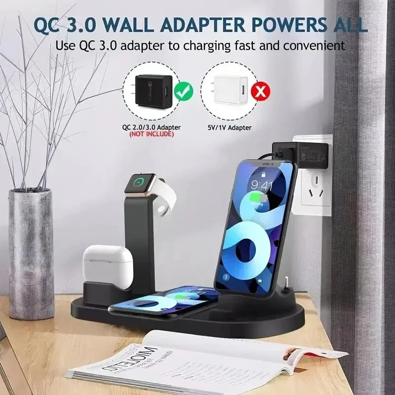 Estación de carga inalámbrica universal para iPhone17 16, 15, 14, 13, 12, 11 Pro Max/Pro/Mini/Plus y para AirPods Pro 2 - Carga rápida