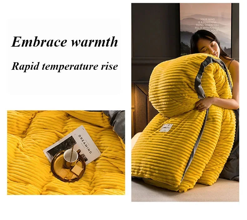 Funda nórdica gruesa de terciopelo de Color sólido, juego de cama cálido para invierno, funda de edredón doble, funda de edredón doble Queen King 220*240