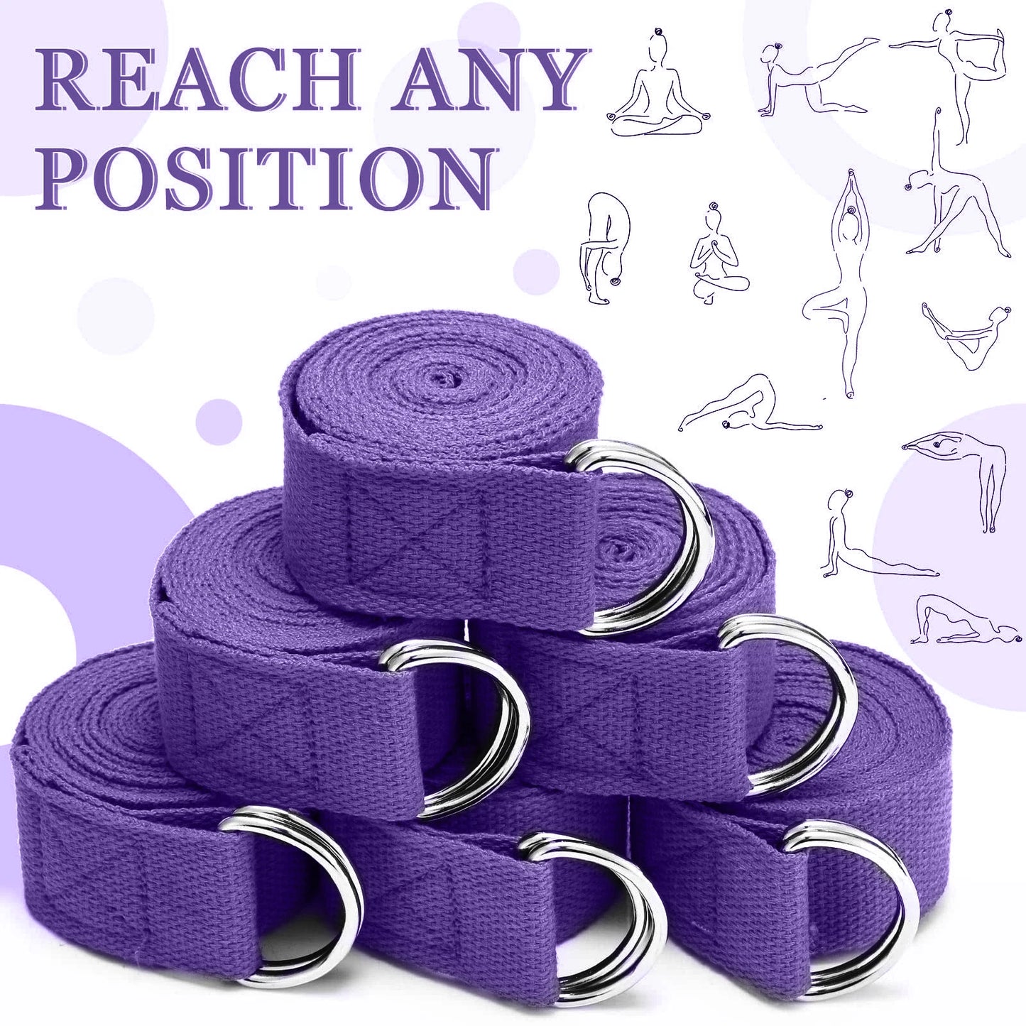 Correa de Yoga de 183x3,8 cm, cinturón de Yoga de algodón para ejercicio, hebilla de anillo en D elástica tejida ajustable, bandas de estiramiento para Fitness, cuerda de Pilates