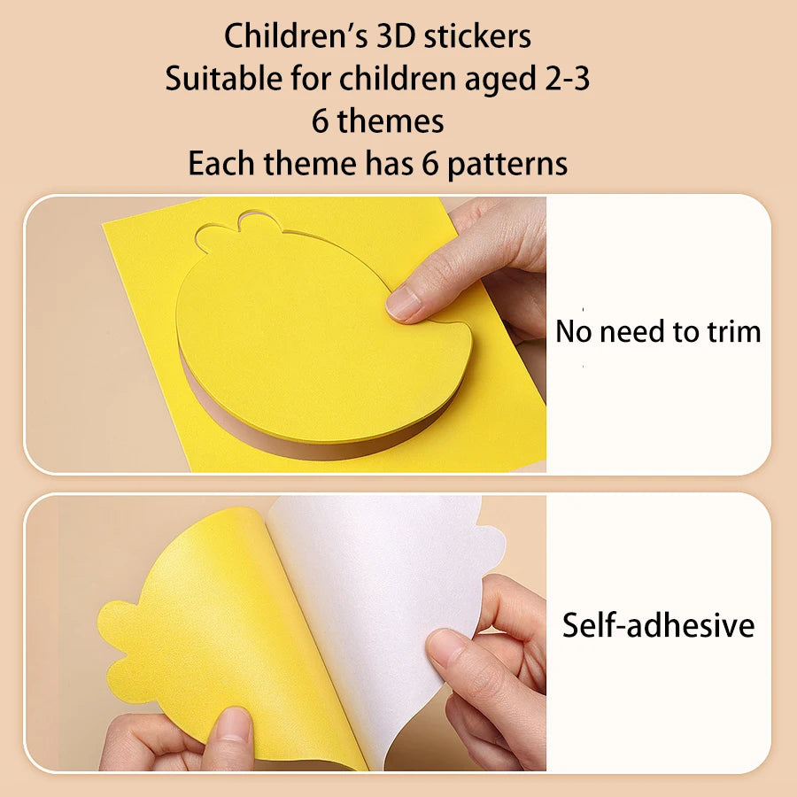 6 unids/set 3D pegatina de espuma EVA DIY rompecabezas de animales de princesa de dibujos animados para niños estilos multipatrones juguetes para niños regalo