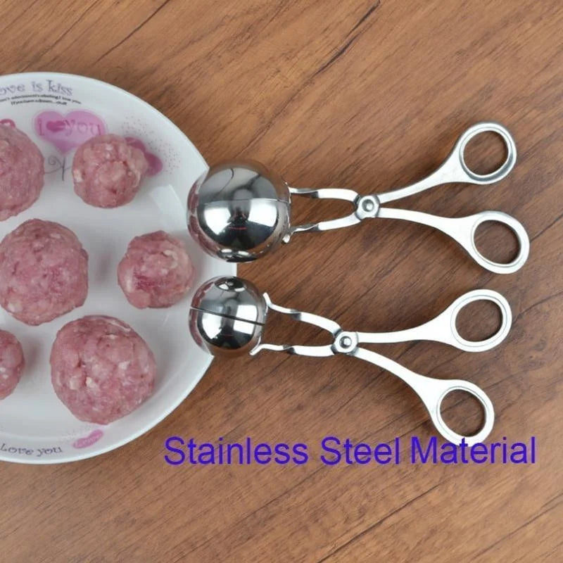 Herramienta para hacer bolas de carne, Clip redondo de acero inoxidable, cuchara moldeadora de bolas de arroz, molde para hacer albóndigas, utensilio de cocina relleno antiadherente