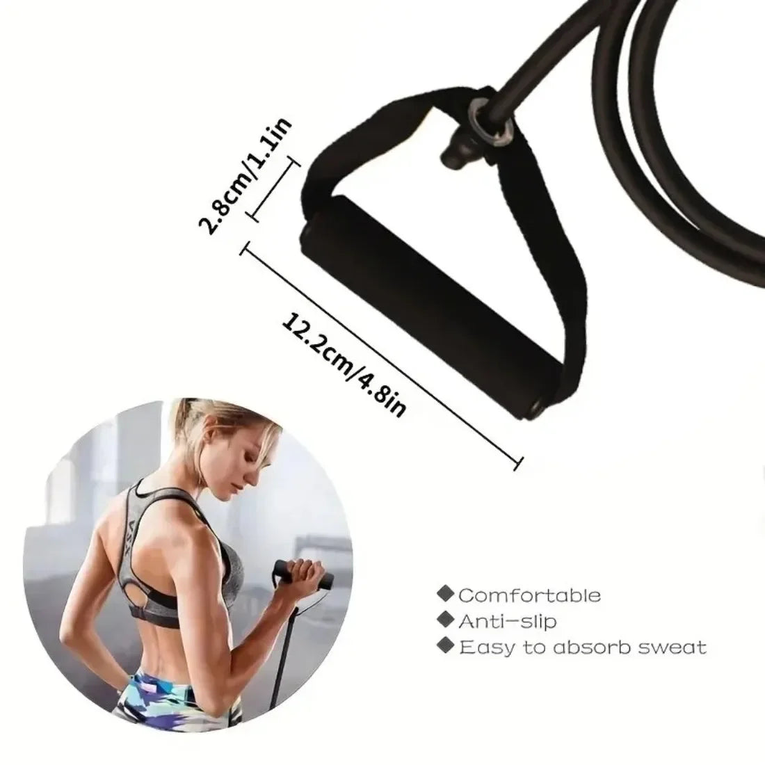 Bandas de Resistencia con Asas – Set de Entrenamiento de Fuerza para Gimnasio en Casa para Hombres y Mujeres