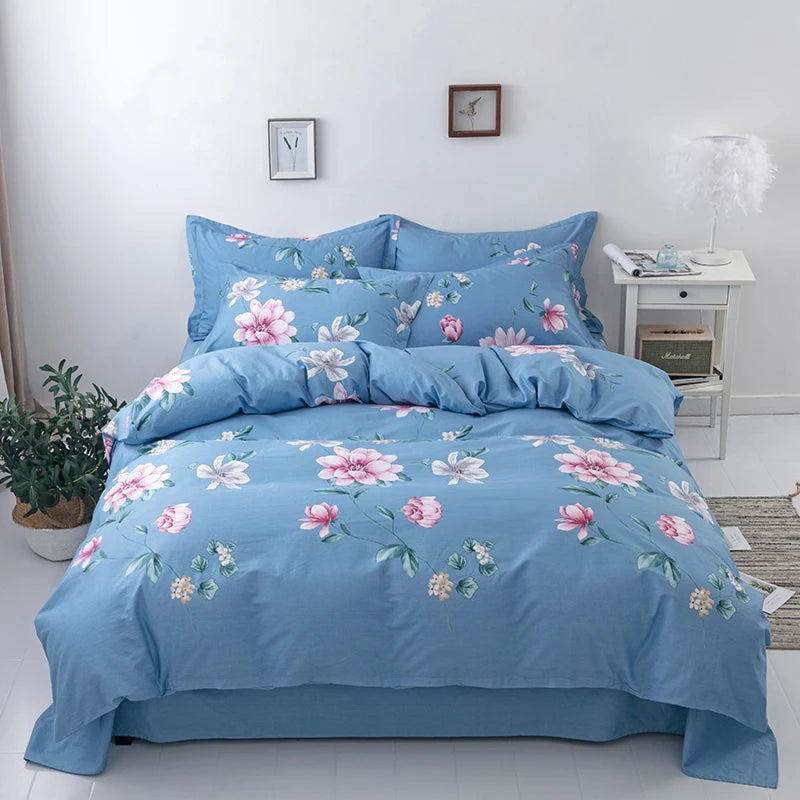 Juego de fundas de edredón 100% de algodón, ropa de cama con estampado de flores, suave y agradable para la piel, 1 unidad, 2 fundas de almohada, 3 unidades
