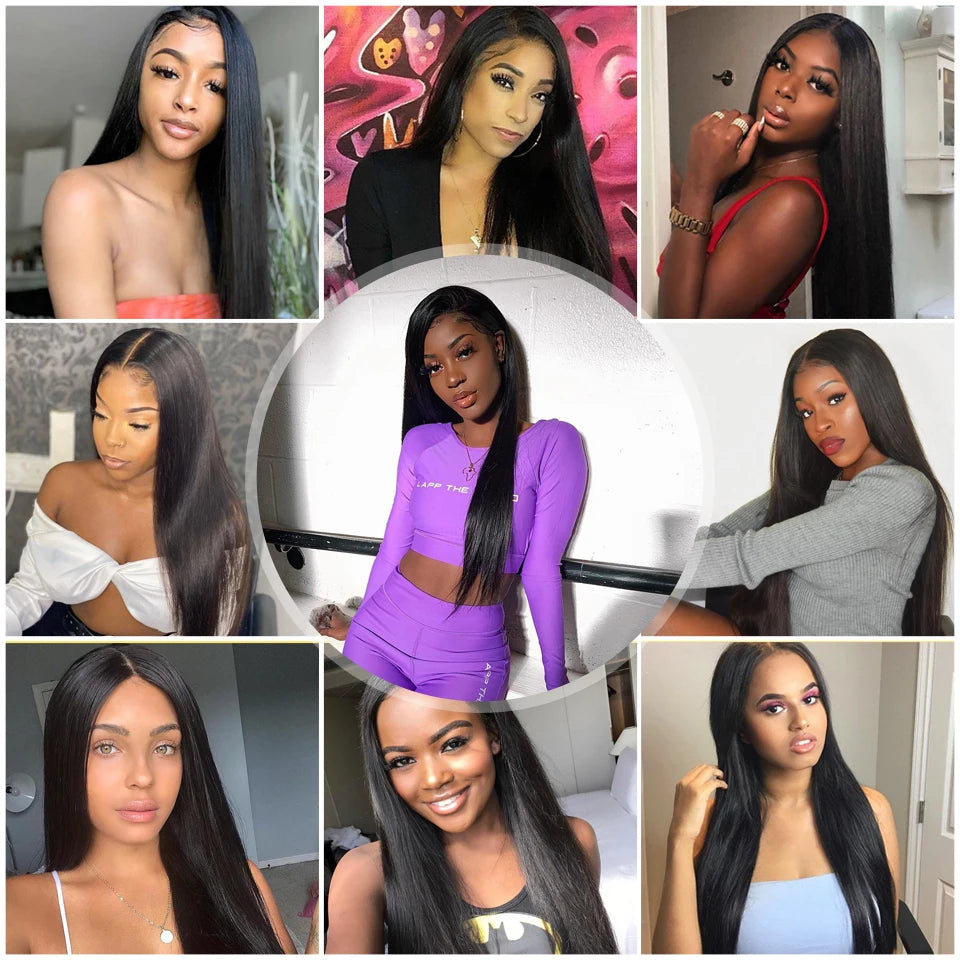 Peruvian Bone Straight Human Hair Wigs 13x4 Full Transparent Lace Frontal Wigs for Women Lace Front Human Hair Wigs Pre Plucked