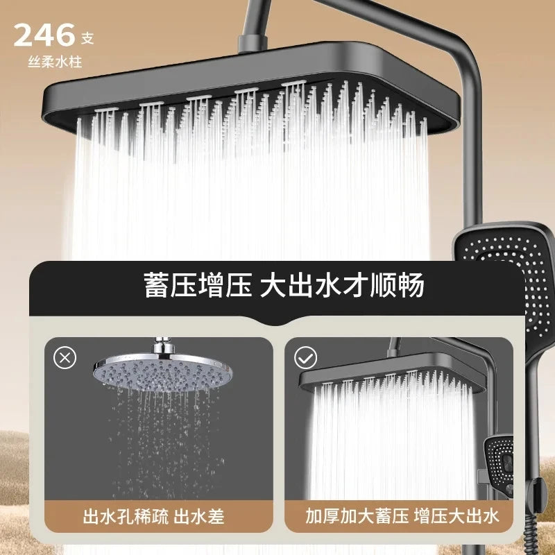 Panel grande de 36CM, cabezal de ducha supercargo montado en el techo de gran flujo, conjunto de 3 modos, lluvia de alta presión, accesorios de ducha de baño