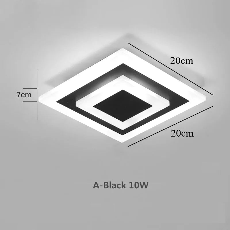 Luz de techo LED moderna para lámparas de pasillo, baño, sala de estar, balcón, iluminación cuadrada redonda, accesorios decorativos para el hogar, envío directo