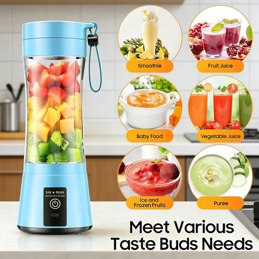 Licuadora de Jugos Doméstica de 380ml, Mini Licuadora Eléctrica Recargable por USB, Mezcladora de Batidos, Licuadora Portátil para Picnic al Aire Libre
