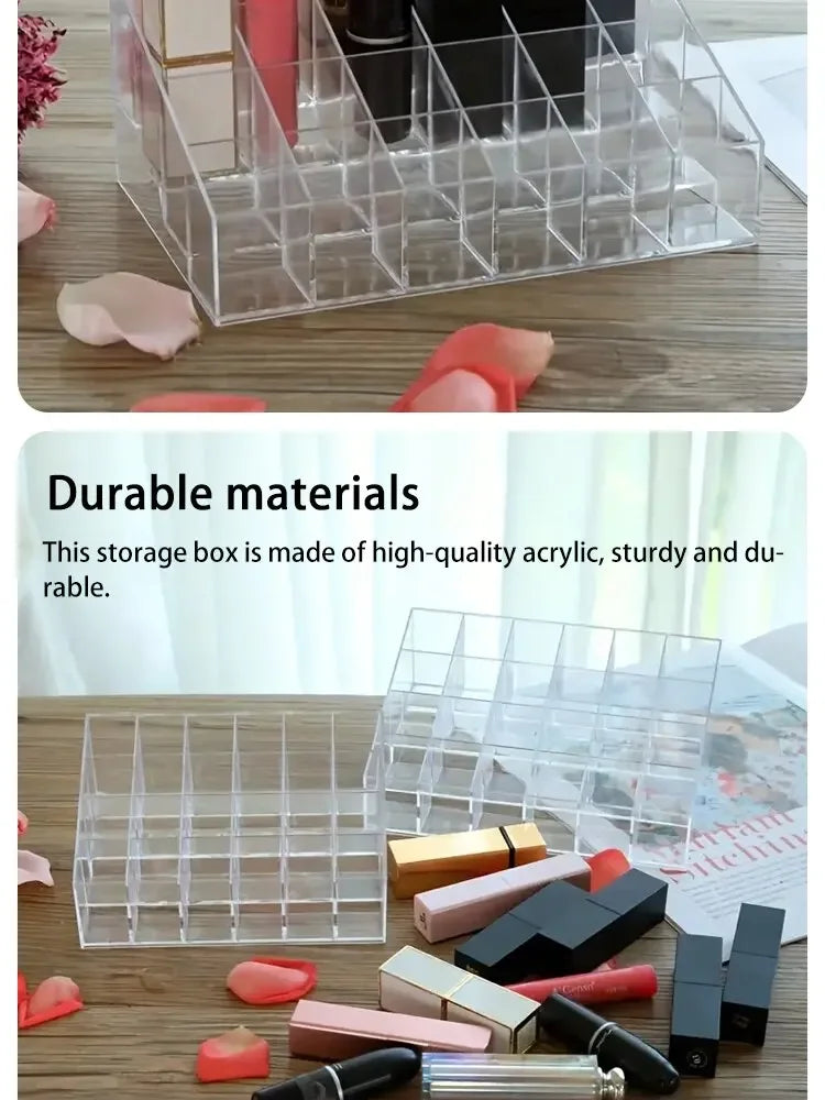 Organizador de Lápices Labiales Transparente para el Hogar, Caja de Almacenamiento de Plástico para Escritorio, Organizador de Cosméticos