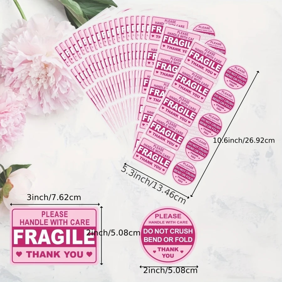 100 pegatinas frágiles para el envíoPegatinas no dobladas o plegadasPegatinas no dobladas o plegadasNo se caen de offLabels para correo de envío