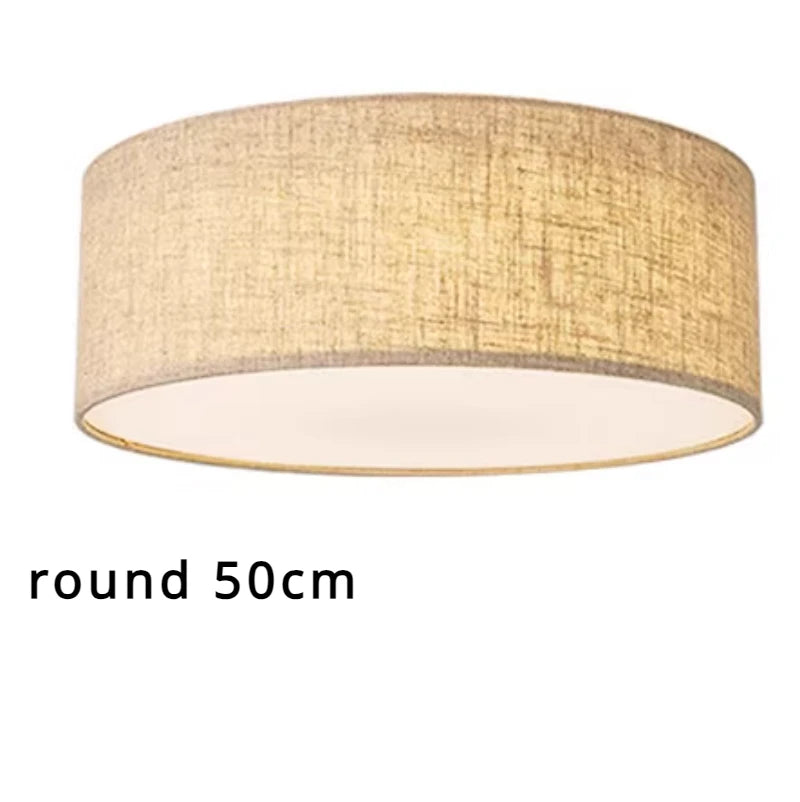 Lámpara de techo LED nórdica para sala de estar, candelabro de lino para dormitorio, cocina, pasillo moderno Simple, decoración de Loft, lámpara redonda