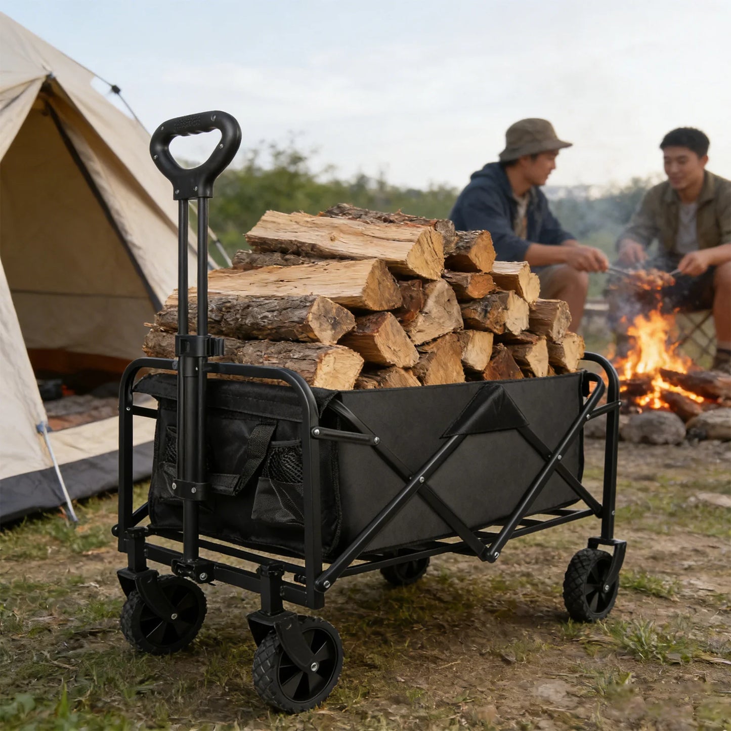 Carrito de Camping Plegable de Gran Capacidad (100L), Carrito de Compras, Carrito de Jardín, Carrito Plegable Portátil para Exteriores, Carrito de Picnic